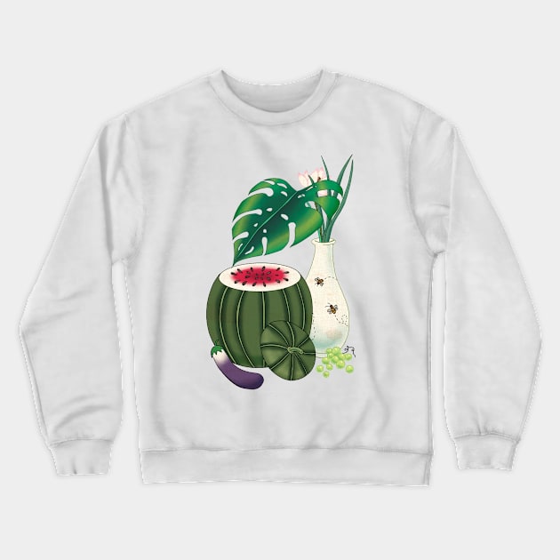 Minhwa: Watermelon A Type Crewneck Sweatshirt by koreanfolkpaint